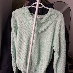 Vintage Mint-Green Textured Sweater by Centennial Knits